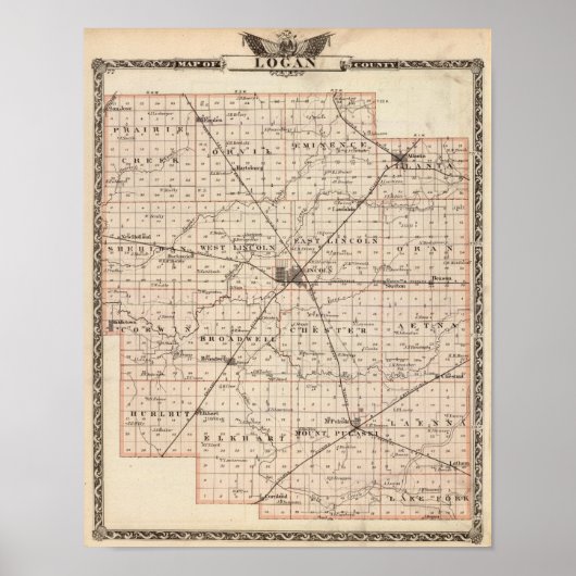 Poster Carte du comté de Logan (Devant)