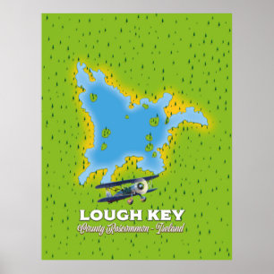 Poster Carte du comté de Lough Key Roscommon, Irlande