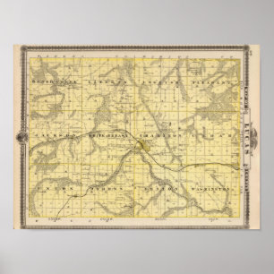 Poster Carte du comté de Lucas, état de l'Iowa