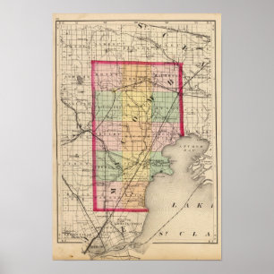 Poster Carte du comté de Macomb, Michigan