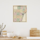 Poster Carte du comté de Manitowoc, État du Wisconsin (Cuisine)
