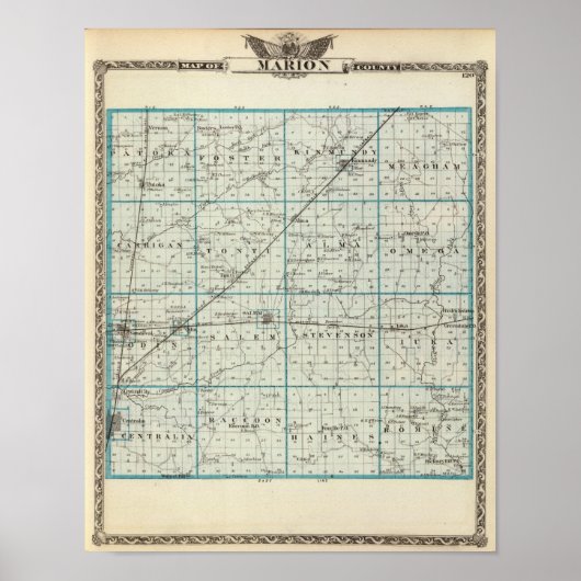 Poster Carte du comté de Marion (Devant)