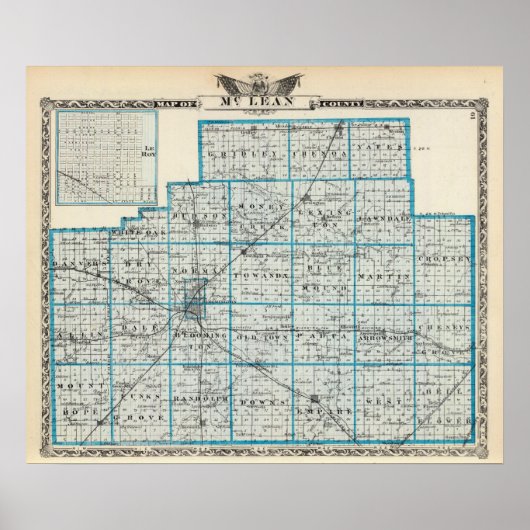 Poster Carte du comté de McLean et du Roy (Devant)