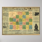 Poster Carte du comté de McLean, Illinois 1886 (Devant)