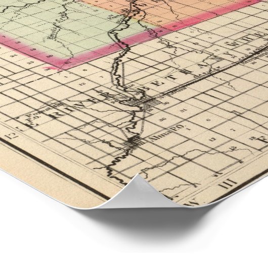 Poster Carte du comté de Midland, Michigan (Coin)