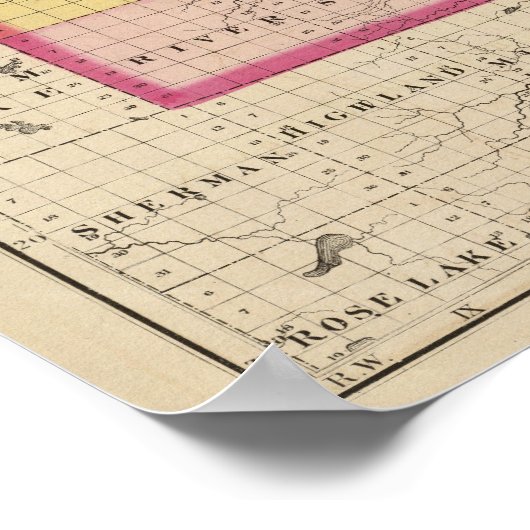 Poster Carte du comté de Missaukee, Michigan (Coin)