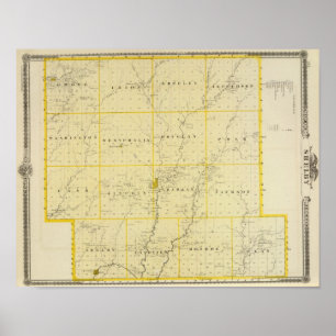 Poster Carte du comté de Monona, État de l'Iowa