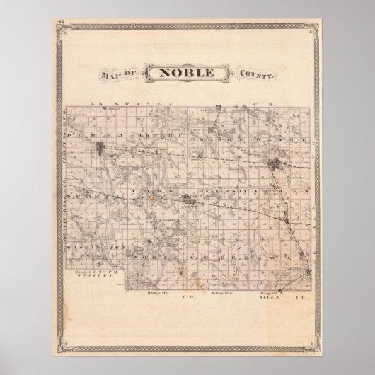 Poster Carte du comté de Noble (Devant)
