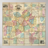 Poster Carte du Comté de Norfolk, Massachusetts (Devant)