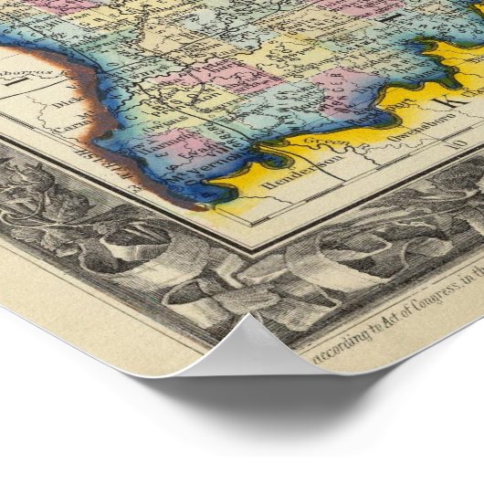 Poster Carte Du Comté De Ohio Et Indiana (Coin)