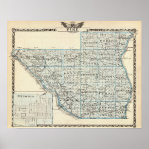Poster Carte du comté de Pike et de Pittsfield