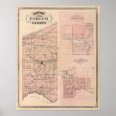 Poster Carte du comté de Porter avec Chesterton, Hébron (Devant)