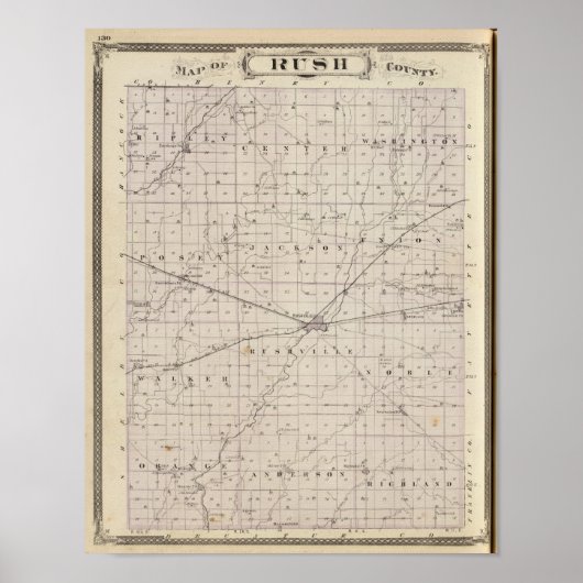 Poster Carte du comté de Rush (Devant)