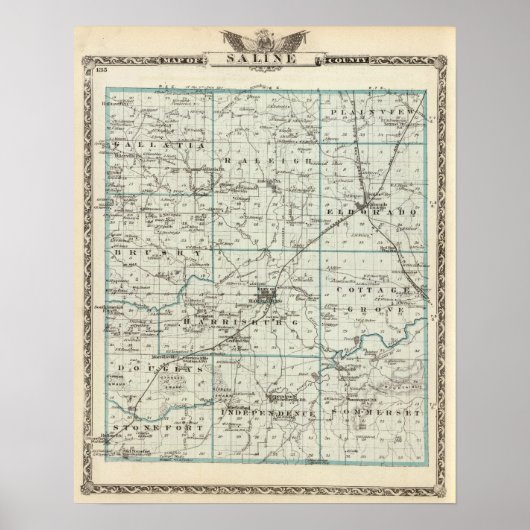 Poster Carte du comté de Saline (Devant)