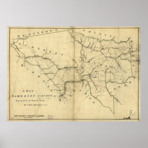 Poster Carte du comté de Somerset, New Jersey (1781)