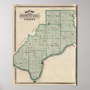 Poster Carte du comté de Spencer