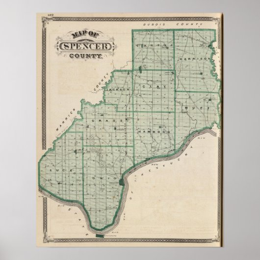 Poster Carte du comté de Spencer (Devant)