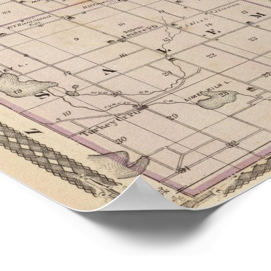 Poster Carte du comté de Steuben Indiana (Coin)