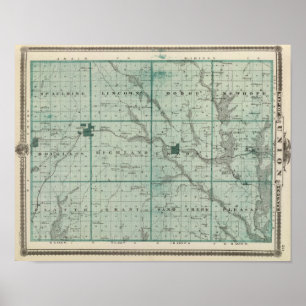 Poster Carte du comté de Union, état de l'Iowa