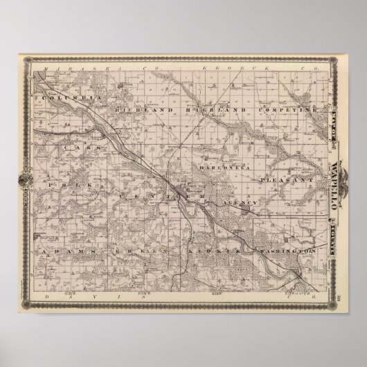 Poster Carte du comté de Wapello, État de l'Iowa (Devant)