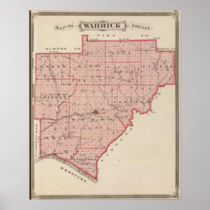 Poster Carte du comté de Warrick