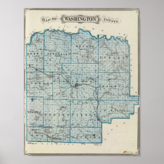 Poster Carte du comté de Washington (Devant)