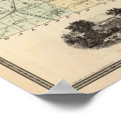 Poster Carte du comté de Waukesha, État du Wisconsin (Coin)