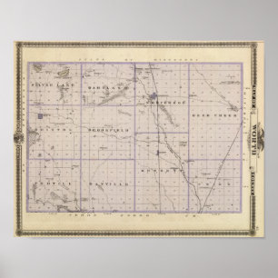 Poster Carte du comté de Worth, État de l'Iowa