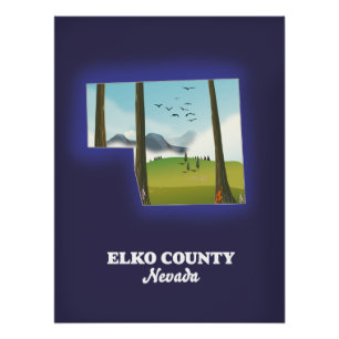 Poster Carte du comté d'Elko Nevada