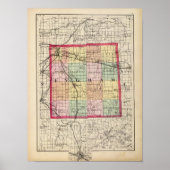 Poster Carte du comté d'Ingham, Michigan (Devant)