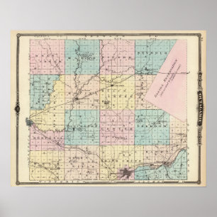 Poster Carte du comté d'Outagamie, état du Wisconsin