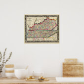 Poster Carte Du Comté Du Kentucky Et Du Tennessee (Cuisine)