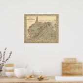 Poster Carte du comté Virginie occidentale (Cuisine)