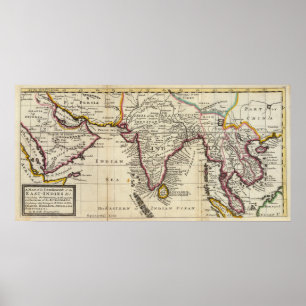 Poster Carte du continent des Indes est
