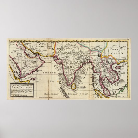 Poster Carte du continent des Indes orientales (Devant)