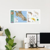 Poster Carte du Costa Rica 1991 (Bureau à domicile)