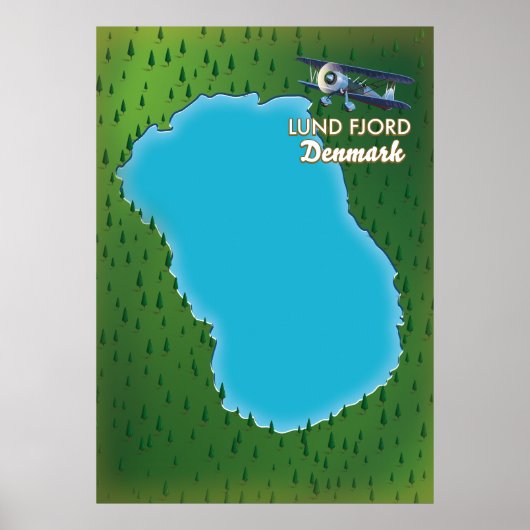 Poster carte du Danemark, Fjord de Lund (Devant)