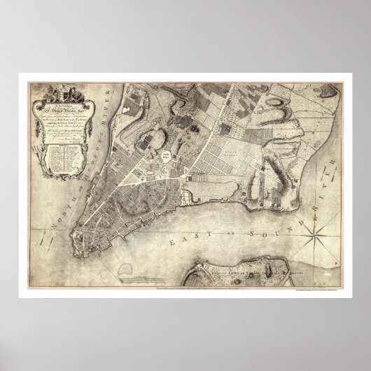 Poster Carte du début de New York 1776 (Devant)