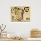 Poster Carte du début du Brésil 1719 (Cuisine)