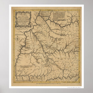 Poster Carte du début du Kentucky - 1784
