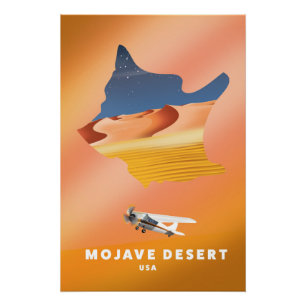 Poster Carte du désert de Mojave États-Unis