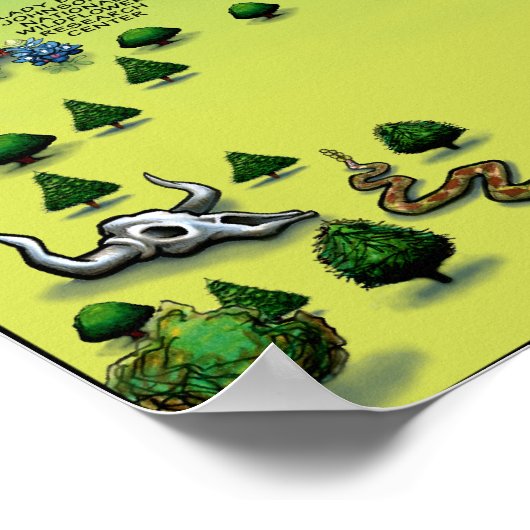 Poster Carte du dessin animé Austin Texas (Coin)