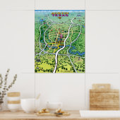 Poster Carte du dessin animé Austin Texas (Cuisine)
