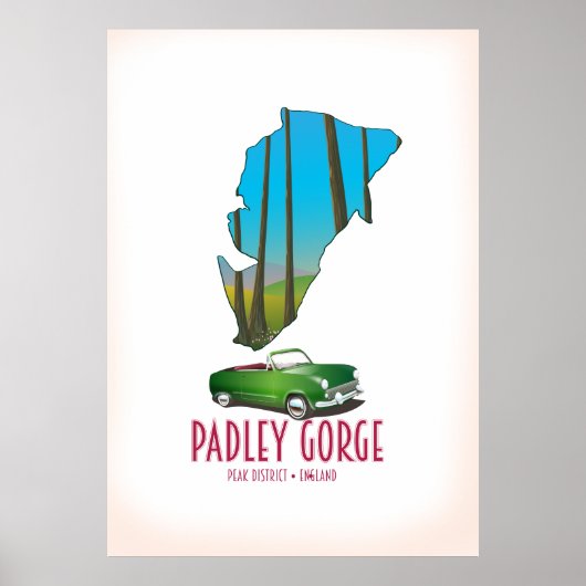 Poster Carte du district de Padley Gorge (Devant)