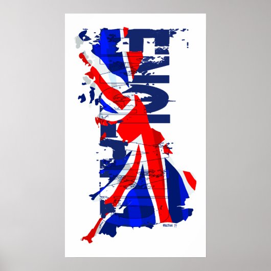Poster Carte du drapeau anglais 02 (Devant)
