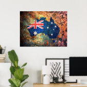 Poster Carte du drapeau australien (Bureau à domicile)
