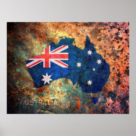 Poster Carte du drapeau australien (Devant)