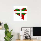 Poster Carte du drapeau basque pleine taille (Bureau à domicile)