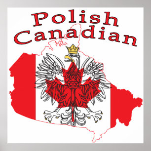 Poster Carte du drapeau canadien polonais