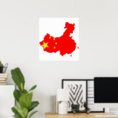 Poster Carte du drapeau de Chine taille réelle (Bureau à domicile)